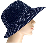 navy sunhat with white stitching feature